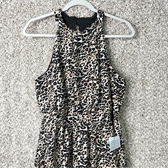 Vince Camuto Dress Women’s 12 Cheetah Print Sleeveless Halter High-Low Midi NWT - Picture 4 of 10